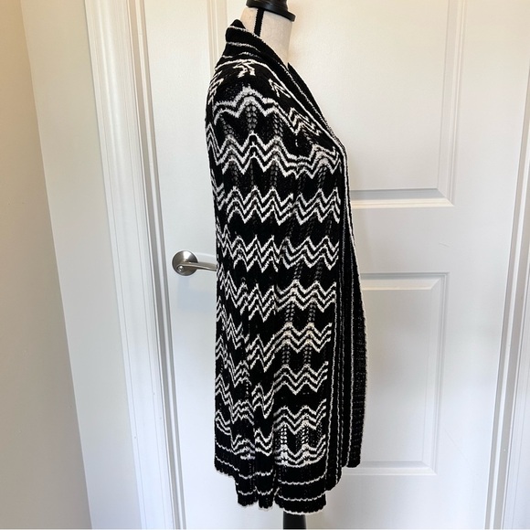 BCBGMaxAzria Black and White Open Front Cardigan SZ XL - Picture 3 of 6